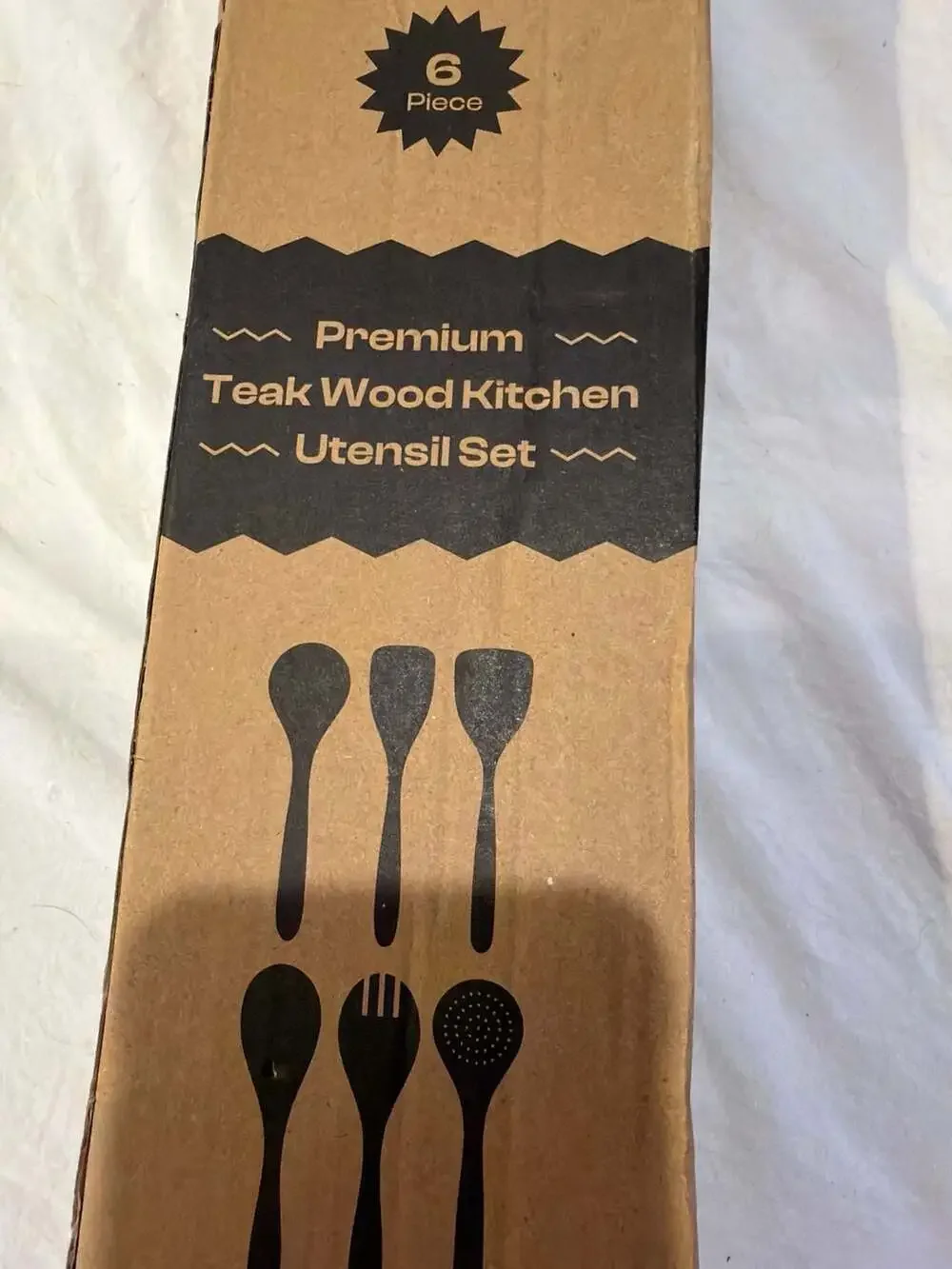Riveira Premium 6-Piece‎ Teak Wood Kitchen Utensil Set with S-Hooks